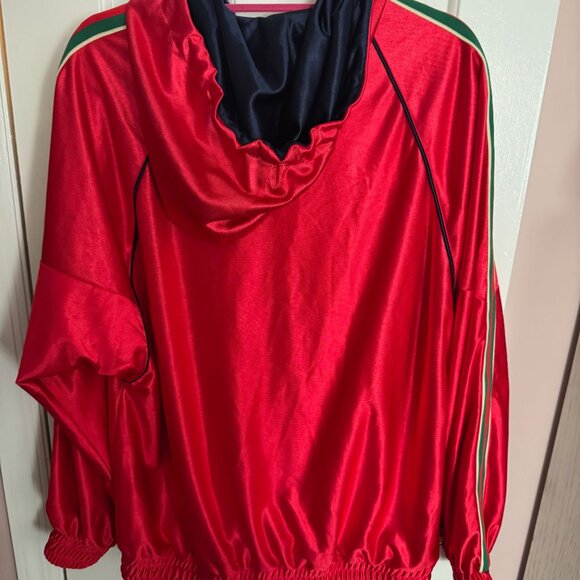 NWT Gucci Shiny Jersey Hooded Web Stripe Sweatshirt - Red - Picture 7 of 7